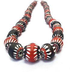 Stunning Vintage Trade Old Glass Chevron Beads Necklace