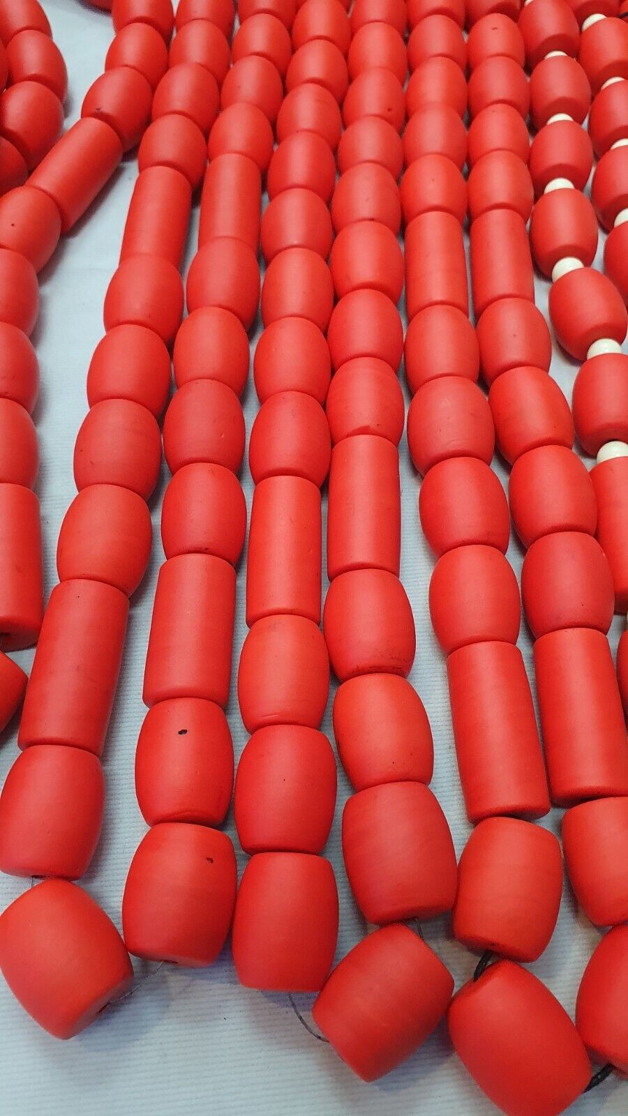 Beautiful Red Round Beautiful Glass Beads Long Strand Necklace