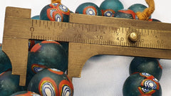 Vintage Antique Green RED Eyes African trade Glass Beads Necklace