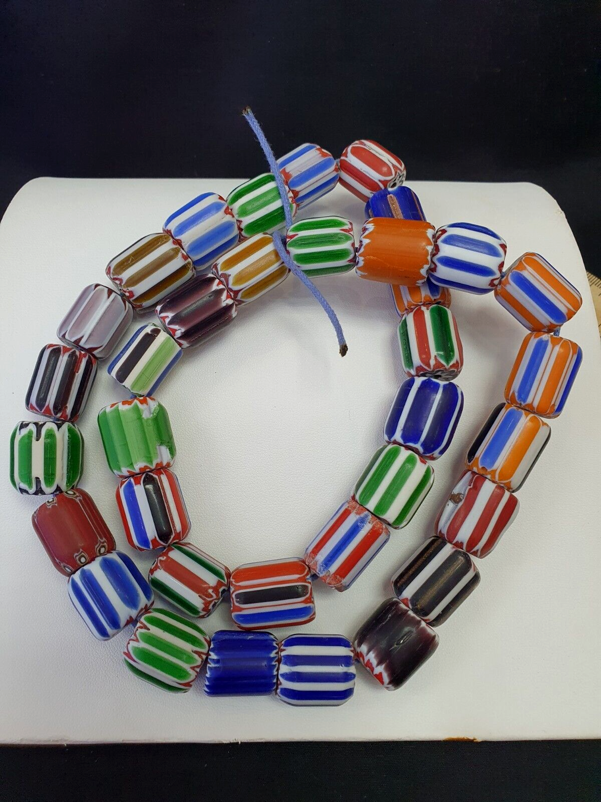 Vintage Venetian Trade beads African Glass Chevron Beads Long Strand 35 BEADS