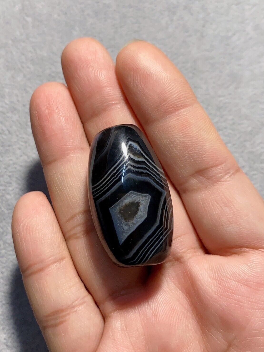 Vintage afrikanische Himalaya-tibetische Sulaimani-Achat-Perle, seltenes Muster