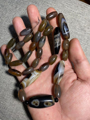 Antique African Himalayan banded Agate bead unique Necklace