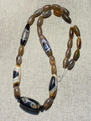 Antique African Himalayan banded Agate bead unique Necklace