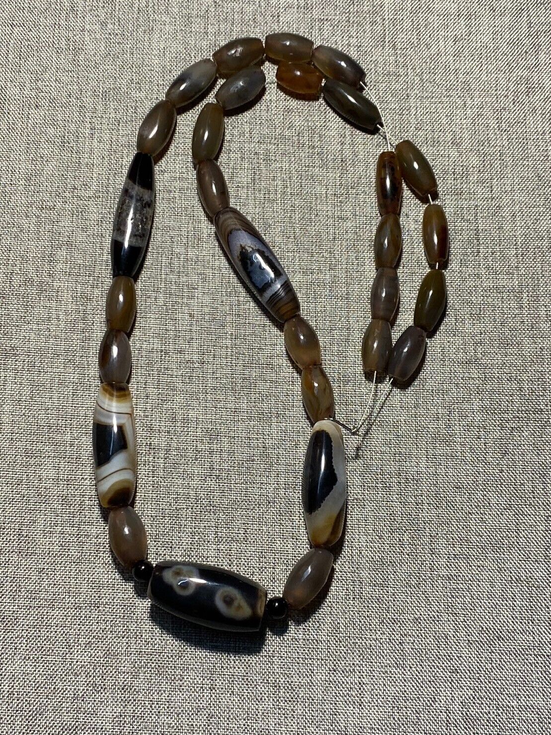 Antique African Himalayan banded Agate bead unique Necklace