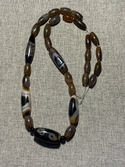 Antique African Himalayan banded Agate bead unique Necklace