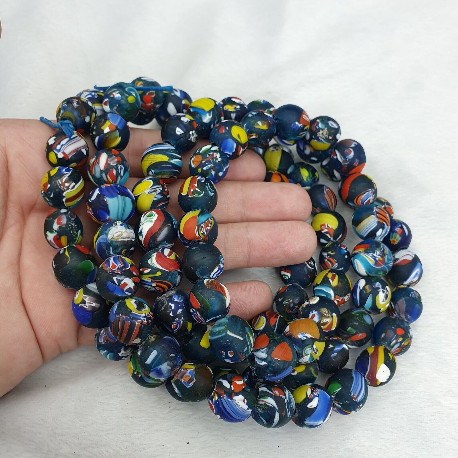 Beautiful Vintage Glass beads trade Beads Beaded Necklace 14mm