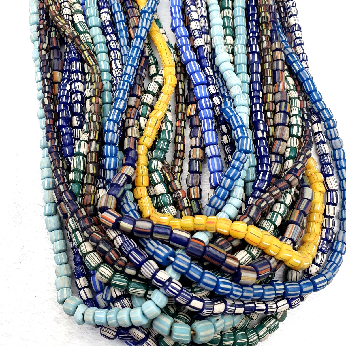 Lot 20 Strands BEAUTIFUL OLD AFRICAN Blue GLASS BEADS Vintage Strands necklaces