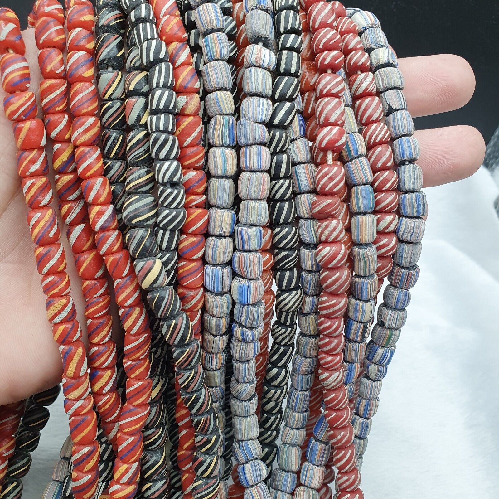 Lot 20 Strands BEAUTIFUL OLD AFRICAN Blue GLASS BEADS Vintage Strands necklaces