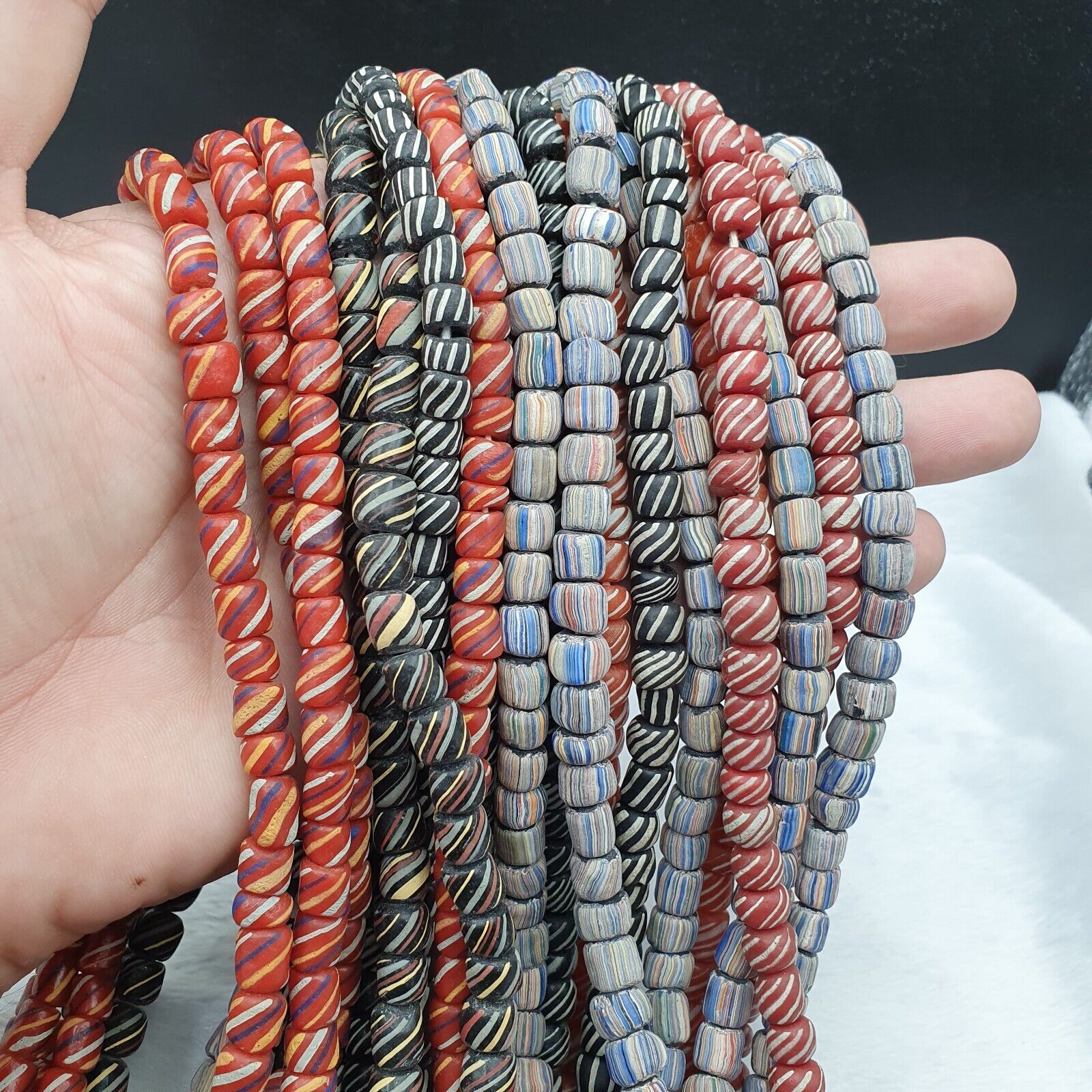 Lot 20 Strands BEAUTIFUL OLD AFRICAN Blue GLASS BEADS Vintage Strands necklaces
