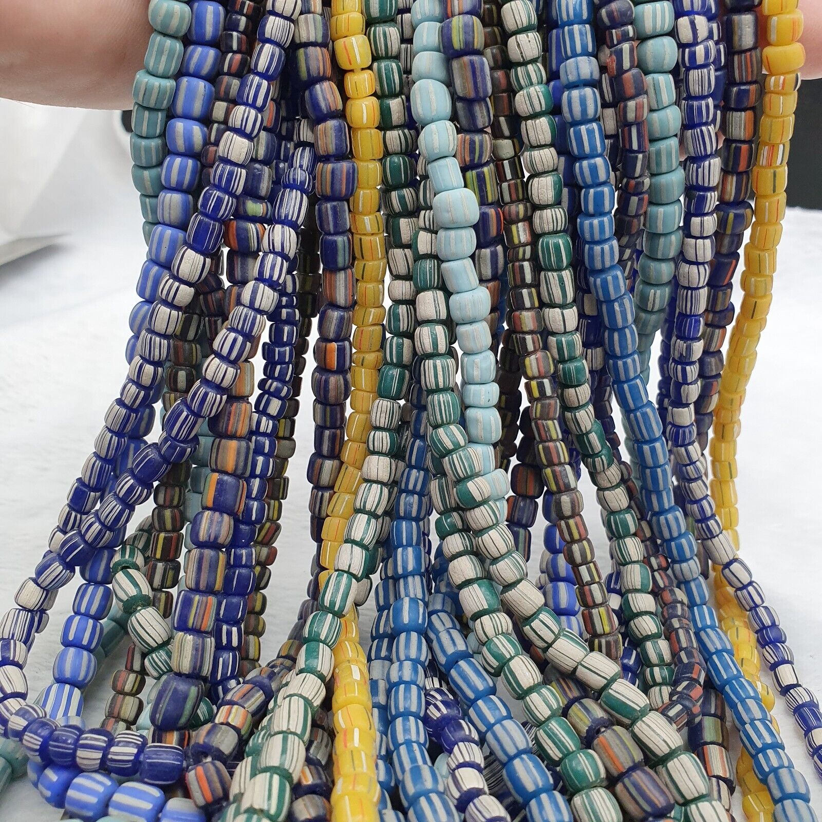 Lot 20 Strands BEAUTIFUL OLD AFRICAN Blue GLASS BEADS Vintage Strands necklaces