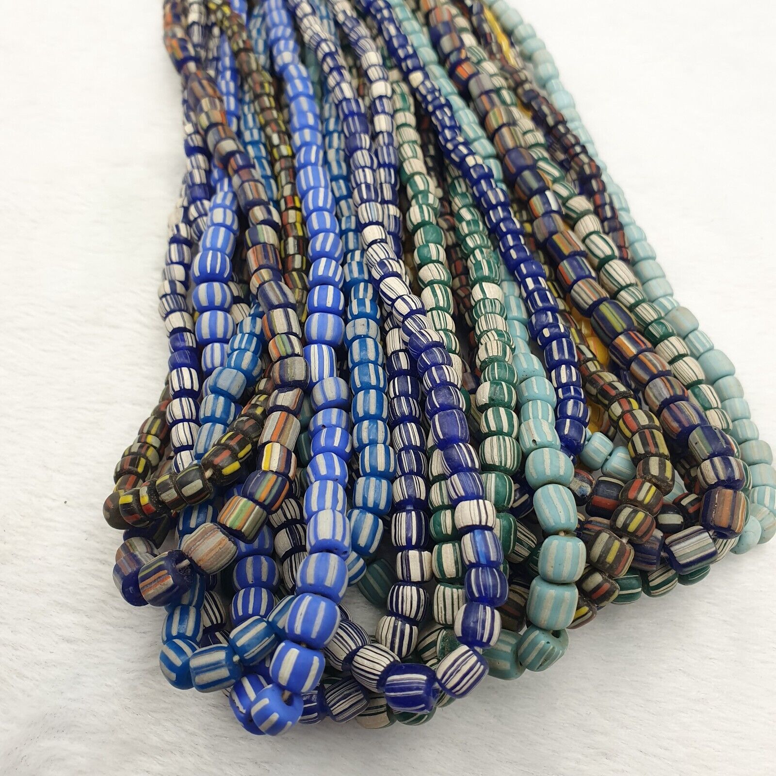 Lot 20 Strands BEAUTIFUL OLD AFRICAN Blue GLASS BEADS Vintage Strands necklaces
