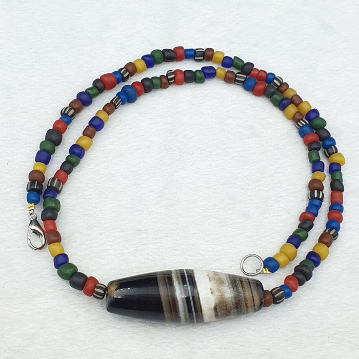 Necklace Himalayan Old Antiqueagate Bead Necklace Mala Indo-Tibetan