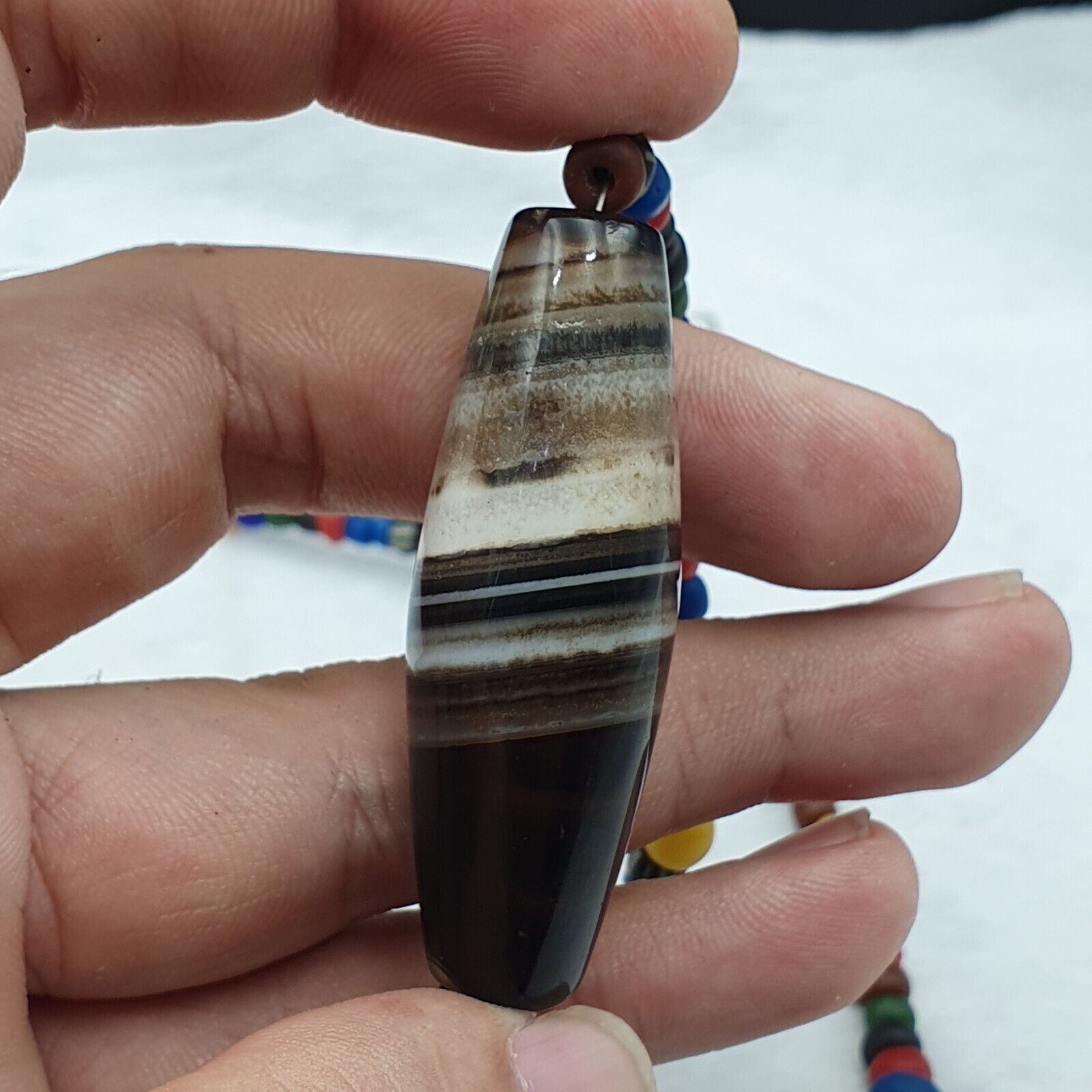 Necklace Himalayan old AntiqueAgate Bead Necklace Mala Indo-Tibetan