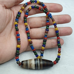 Necklace Himalayan old AntiqueAgate Bead Necklace Mala Indo-Tibetan