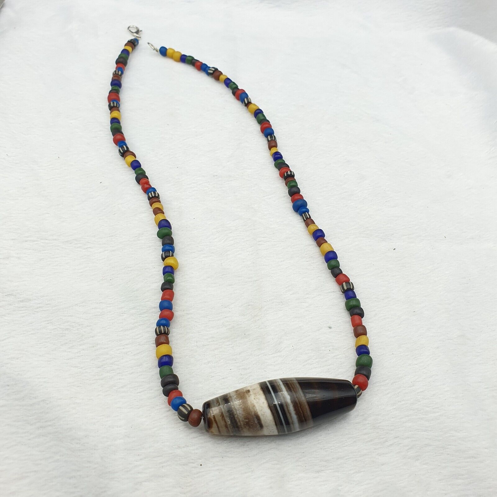 Necklace Himalayan old AntiqueAgate Bead Necklace Mala Indo-Tibetan