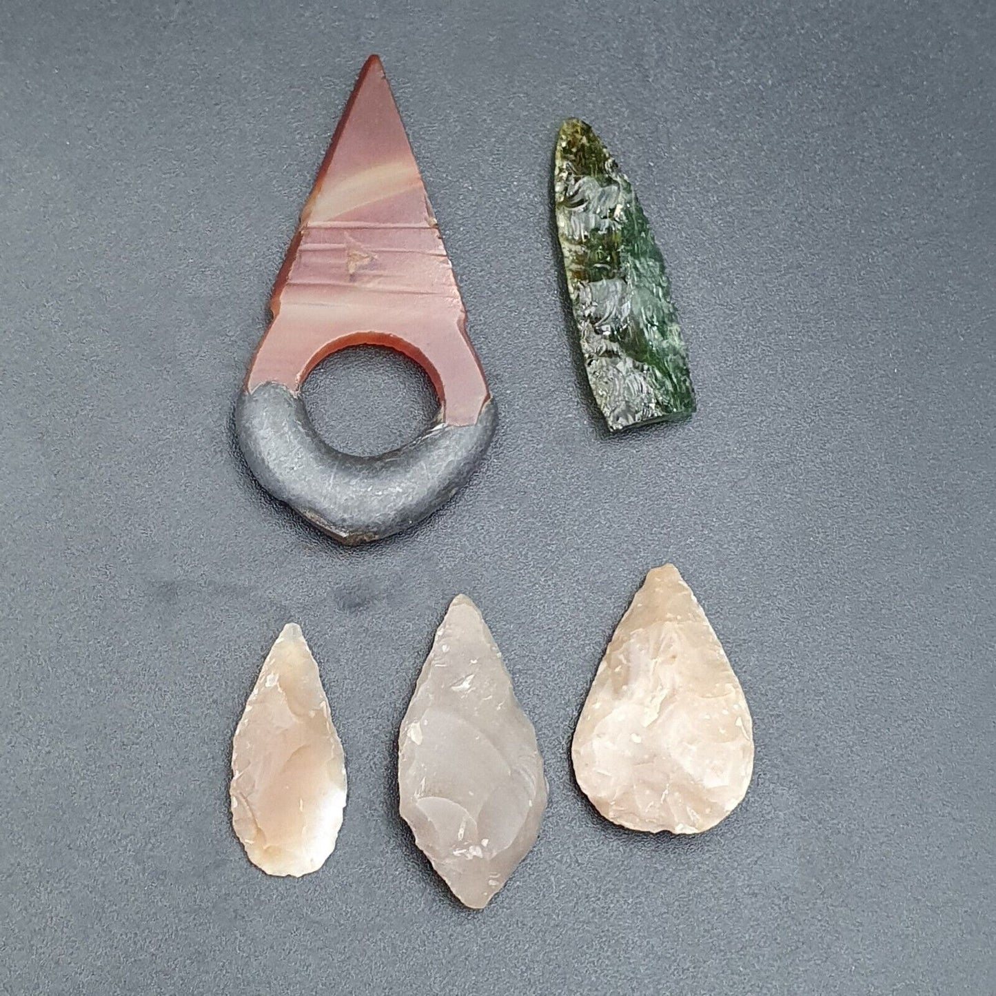 古董批次 5 件石箭頭瑪瑙吊墜石器時代
