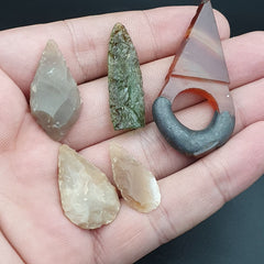 Antique Lot 5 pieces Stone Arrow heads Agate Pendent Stone Age