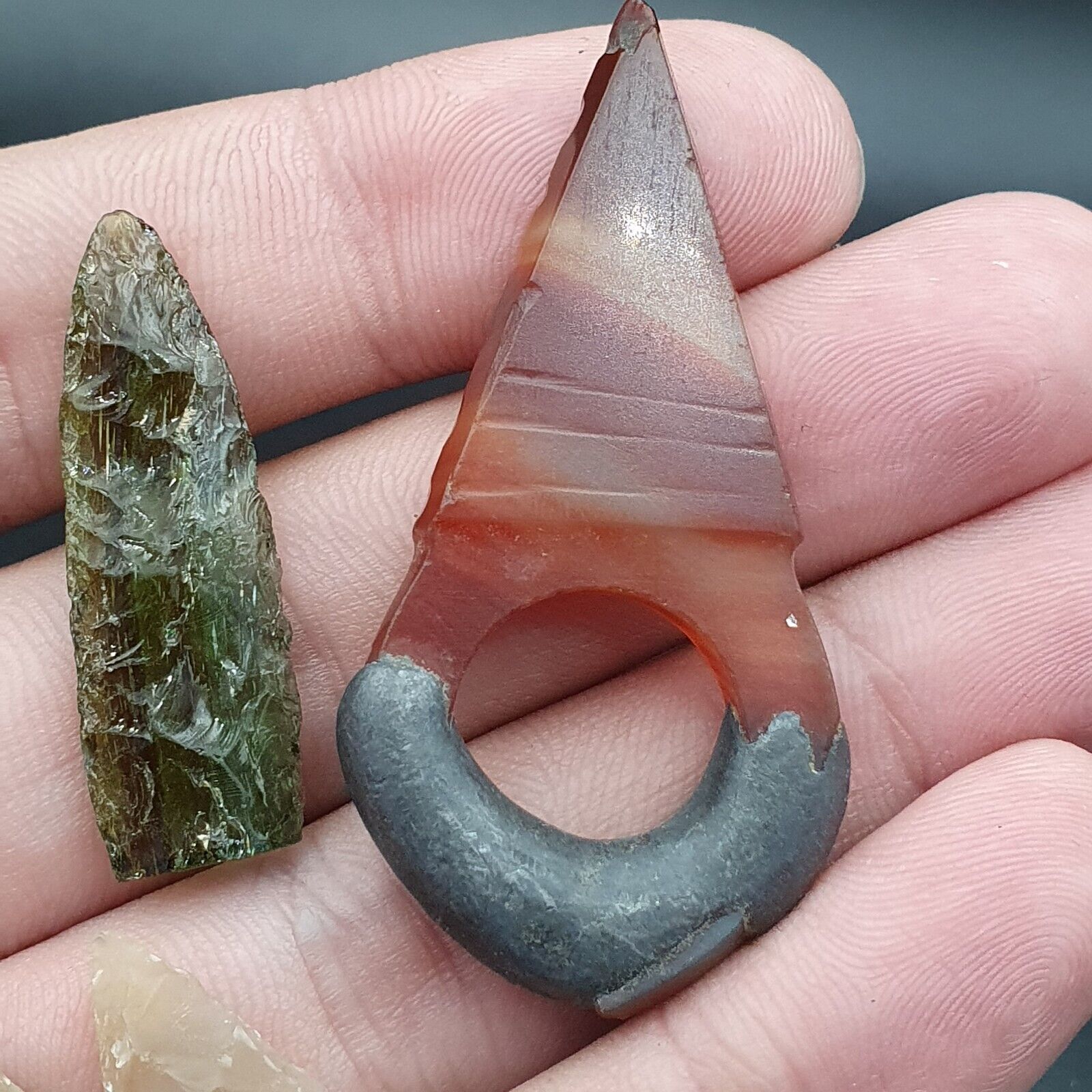 Antique Lot 5 pieces Stone Arrow heads Agate Pendent Stone Age