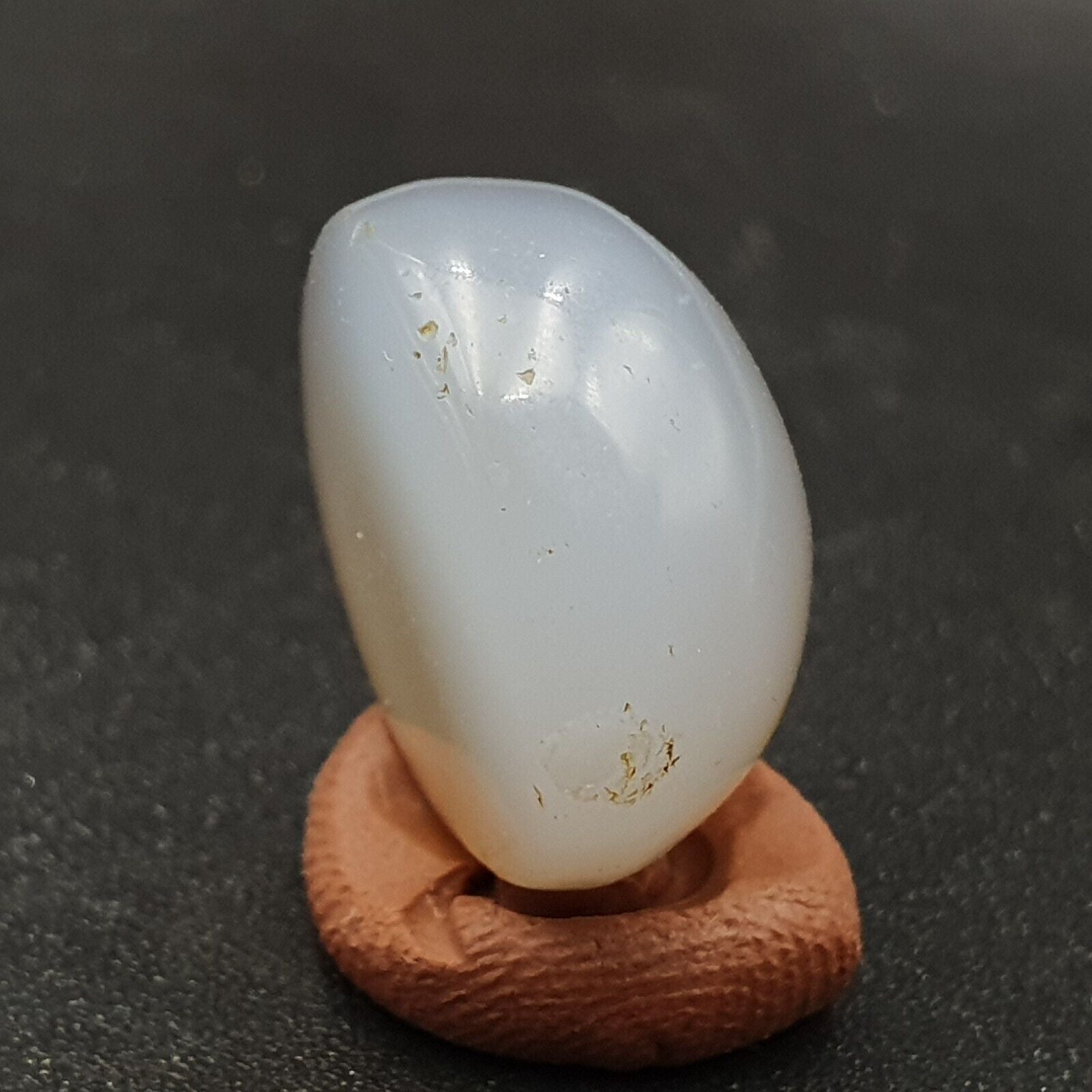 Antique Himalayan Gray Agate Stone luk mik Cabochon