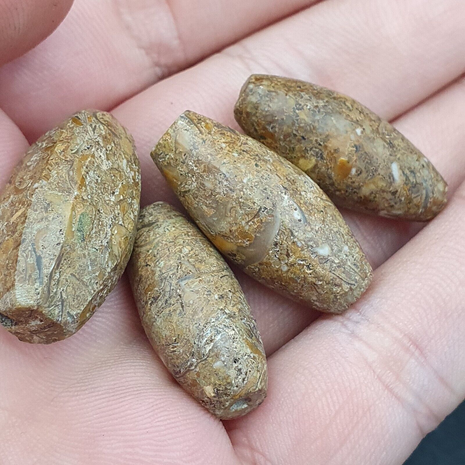 Antique Indo Himalayan Jasper Stone Beads 4 pieces lot