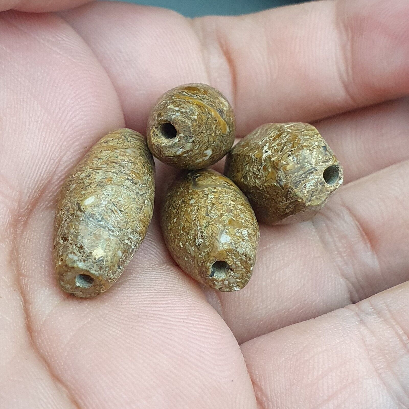 Antique Indo Himalayan Jasper Stone Beads 4 pieces lot