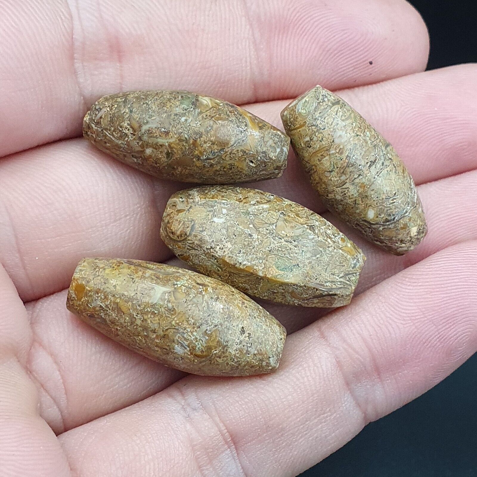 Antique Indo Himalayan Jasper Stone Beads 4 pieces lot