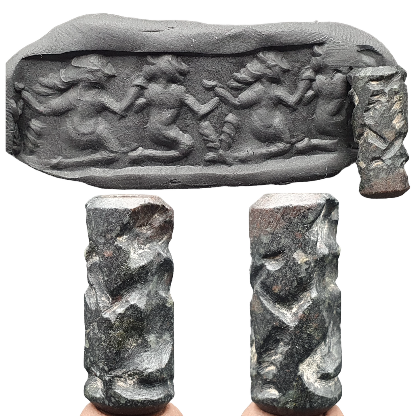 Babylonische Ära Seltene alte mesopotamische Intaglio-Zylindersiegelperle