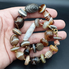 Ancient beads Indo Tibetan Banded Agate Sulamani beads Dzi beads Himalayan mala
