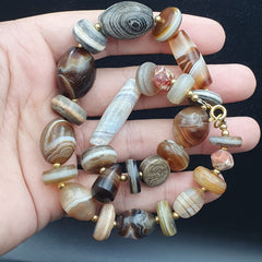 Ancient beads Indo Tibetan Banded Agate Sulamani beads Dzi beads Himalayan mala
