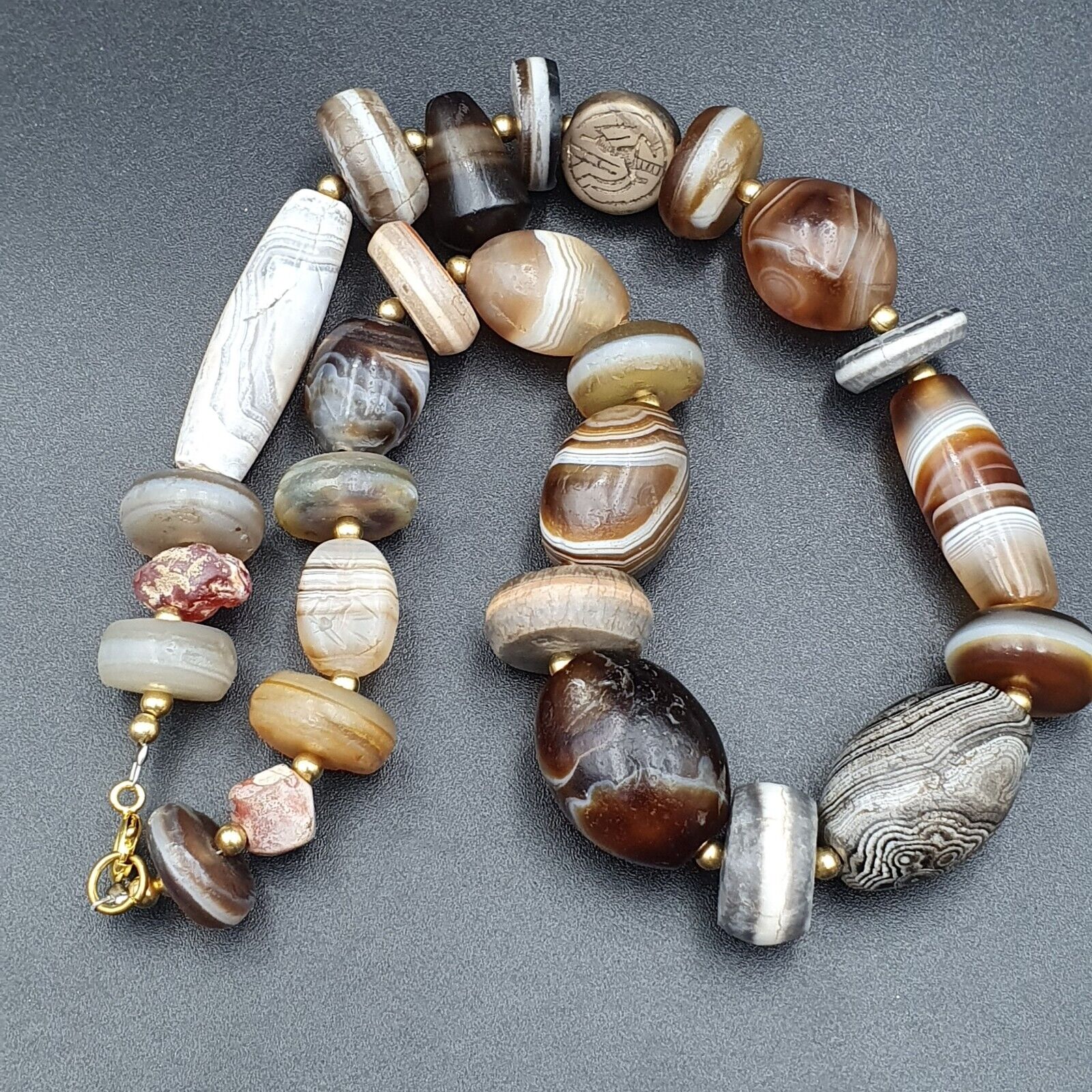 Ancient beads Indo Tibetan Banded Agate Sulamani beads Dzi beads Himalayan mala