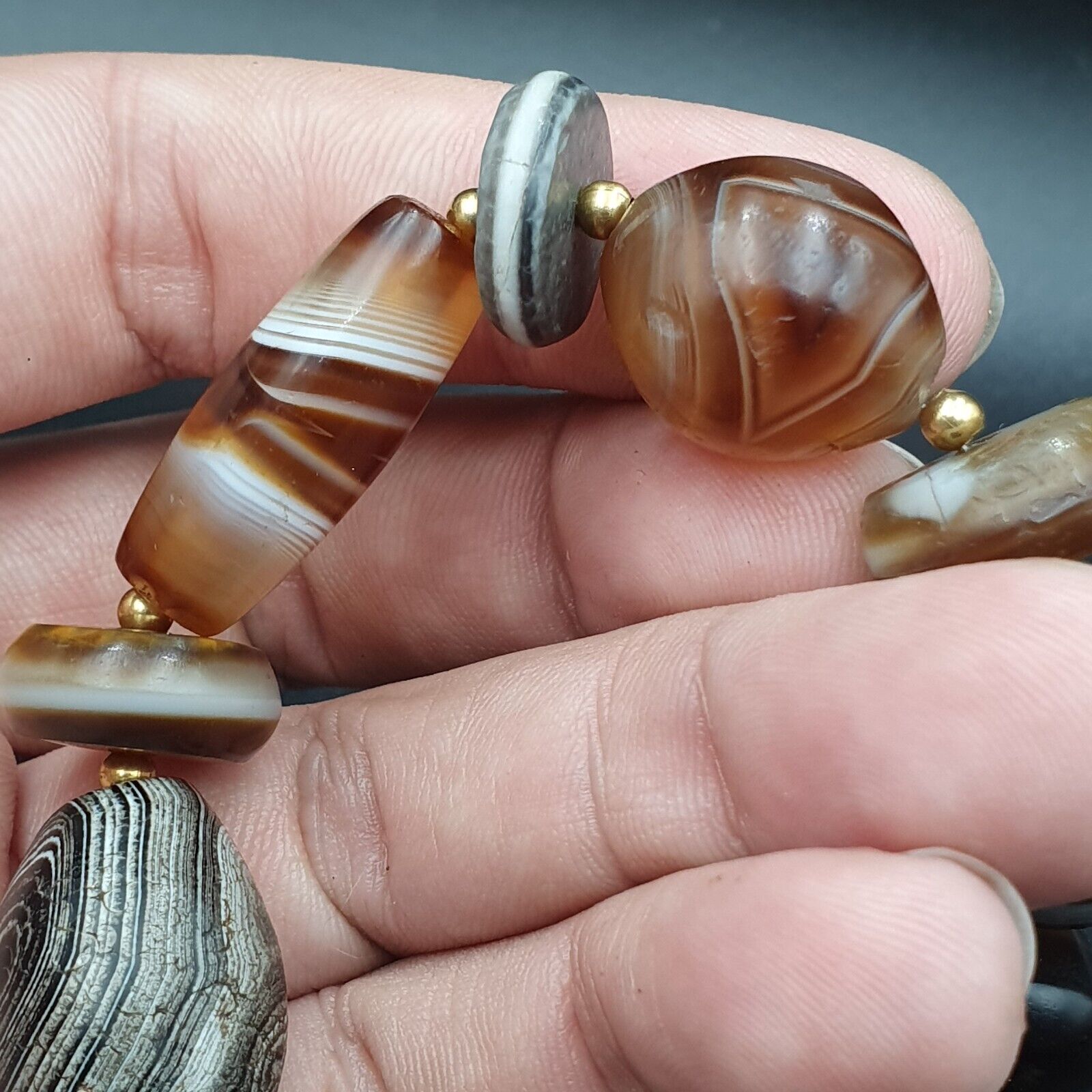 Ancient beads Indo Tibetan Banded Agate Sulamani beads Dzi beads Himalayan mala