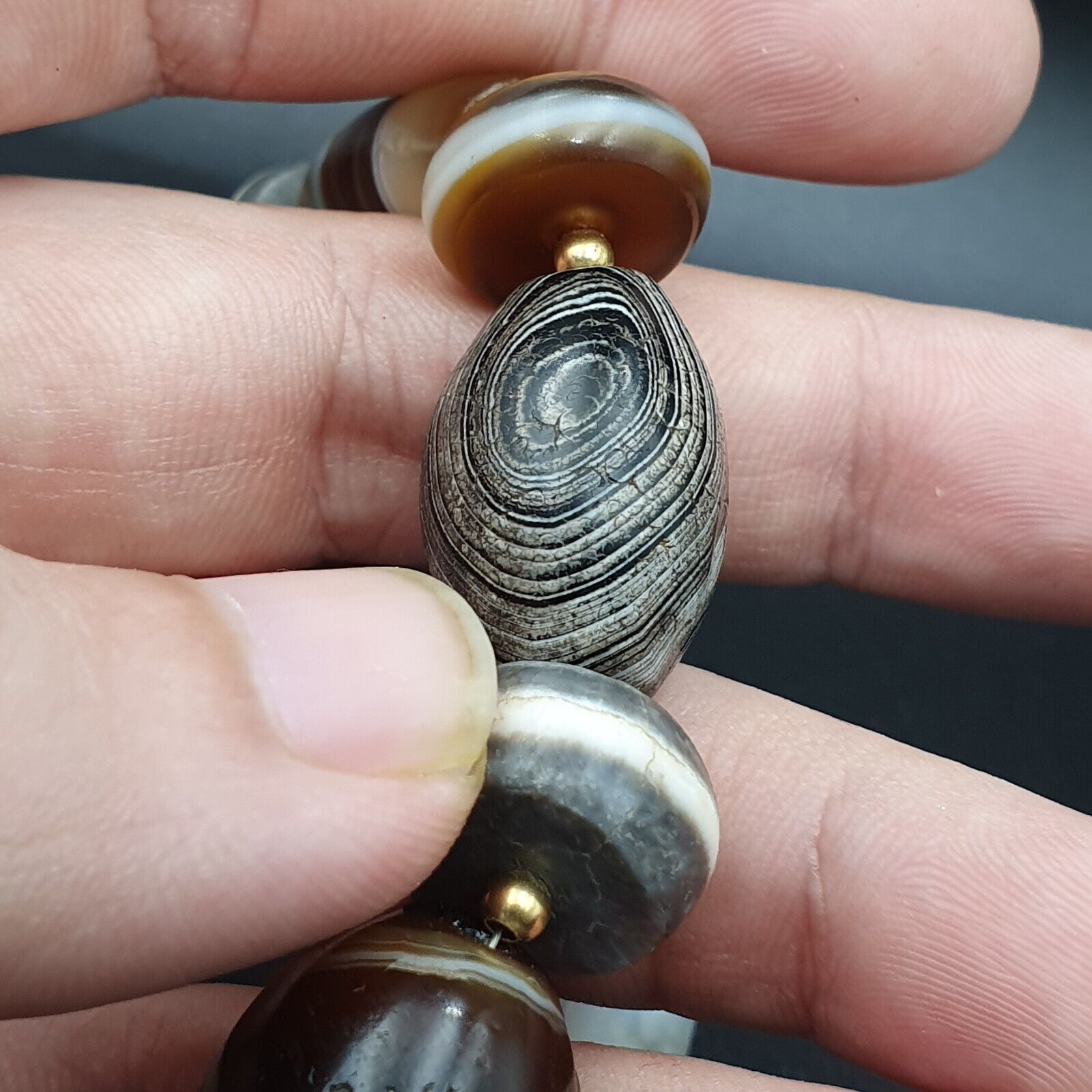 Ancient beads Indo Tibetan Banded Agate Sulamani beads Dzi beads Himalayan mala