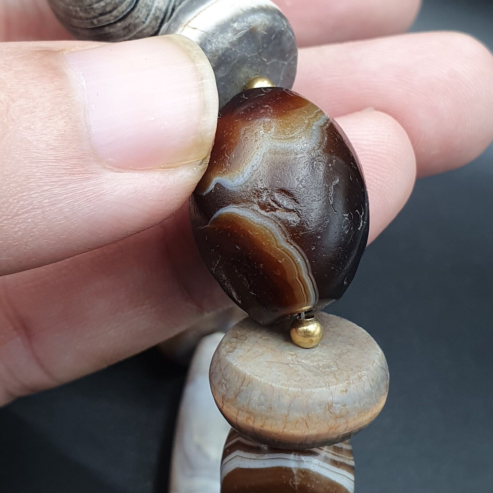 Ancient beads Indo Tibetan Banded Agate Sulamani beads Dzi beads Himalayan mala