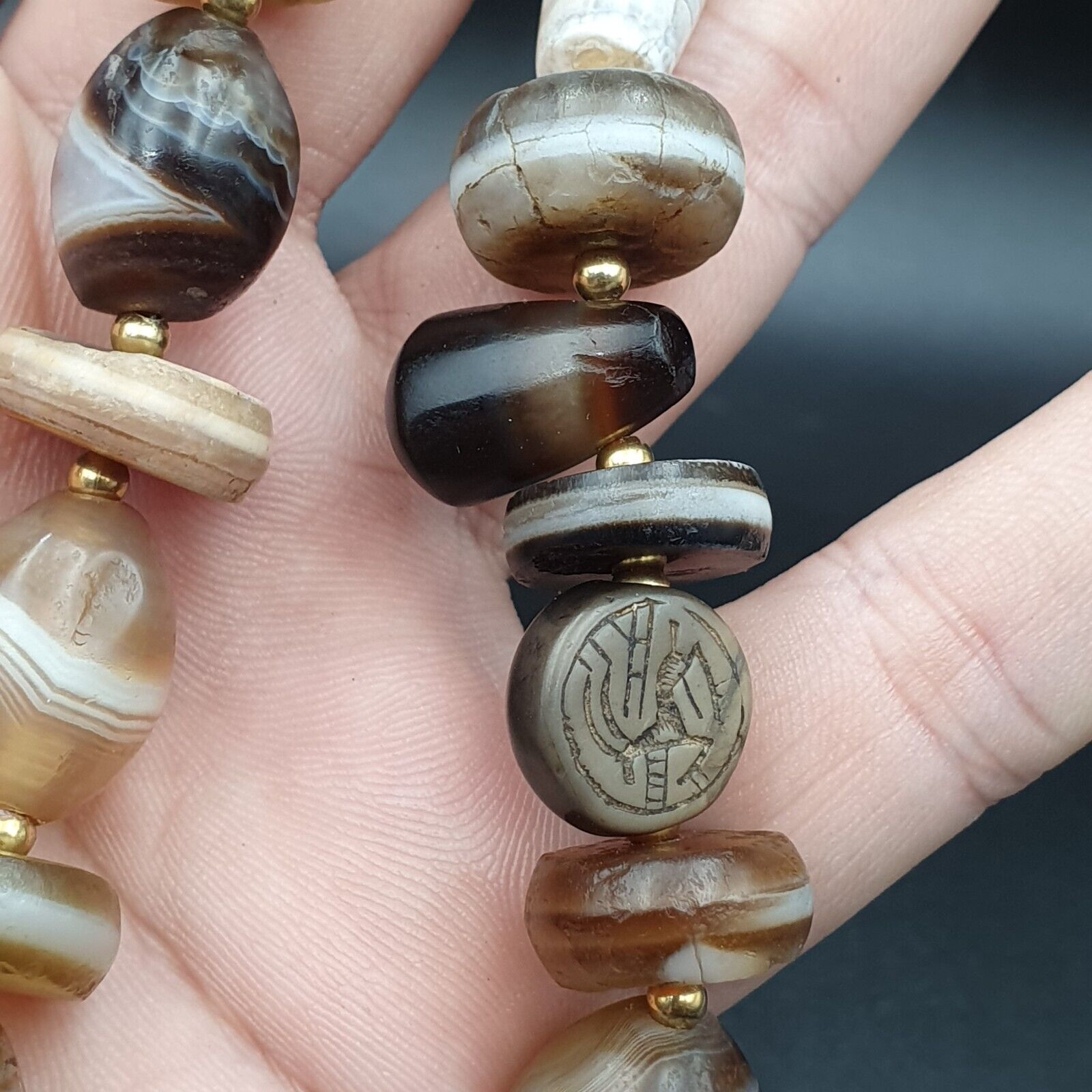 Ancient beads Indo Tibetan Banded Agate Sulamani beads Dzi beads Himalayan mala