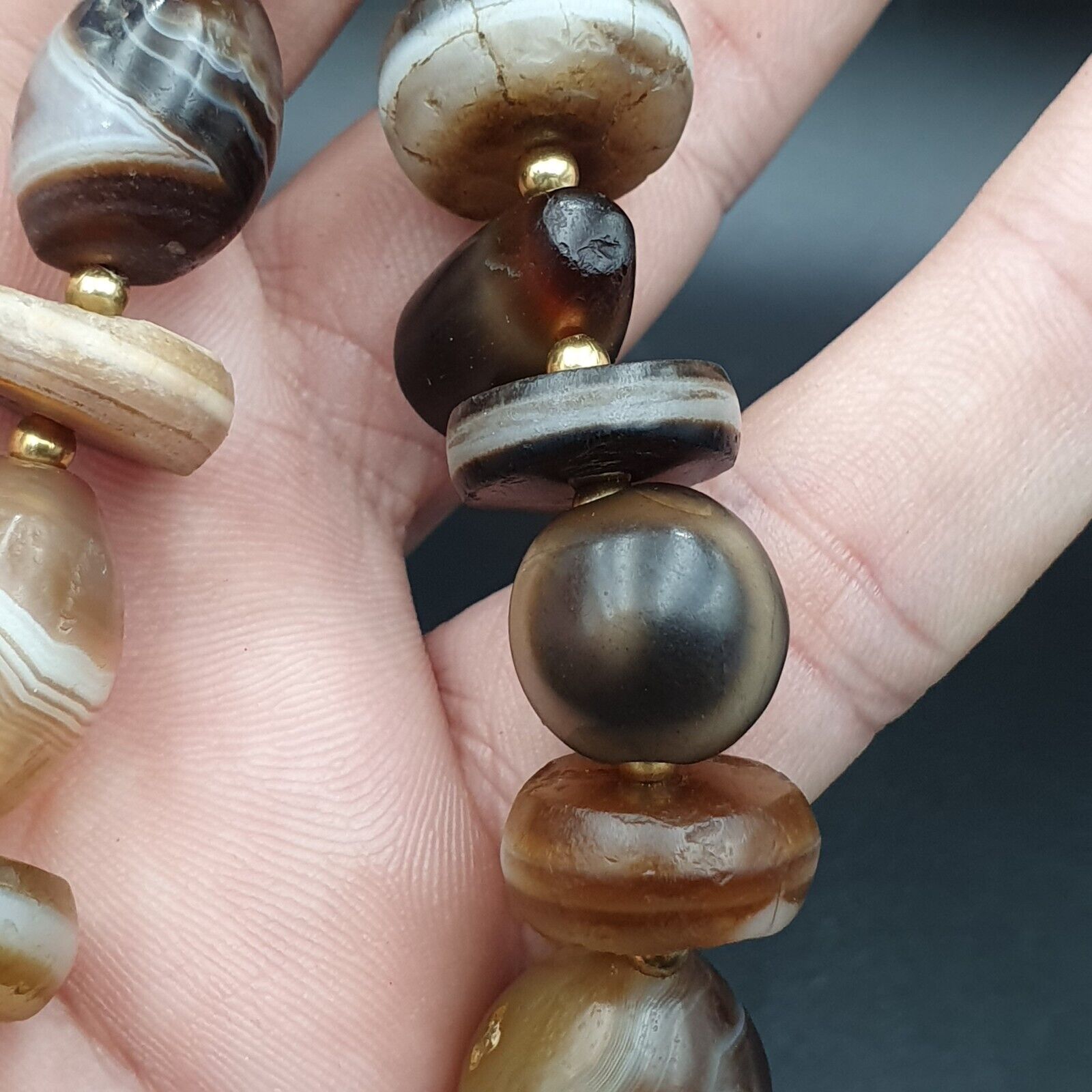 Ancient beads Indo Tibetan Banded Agate Sulamani beads Dzi beads Himalayan mala