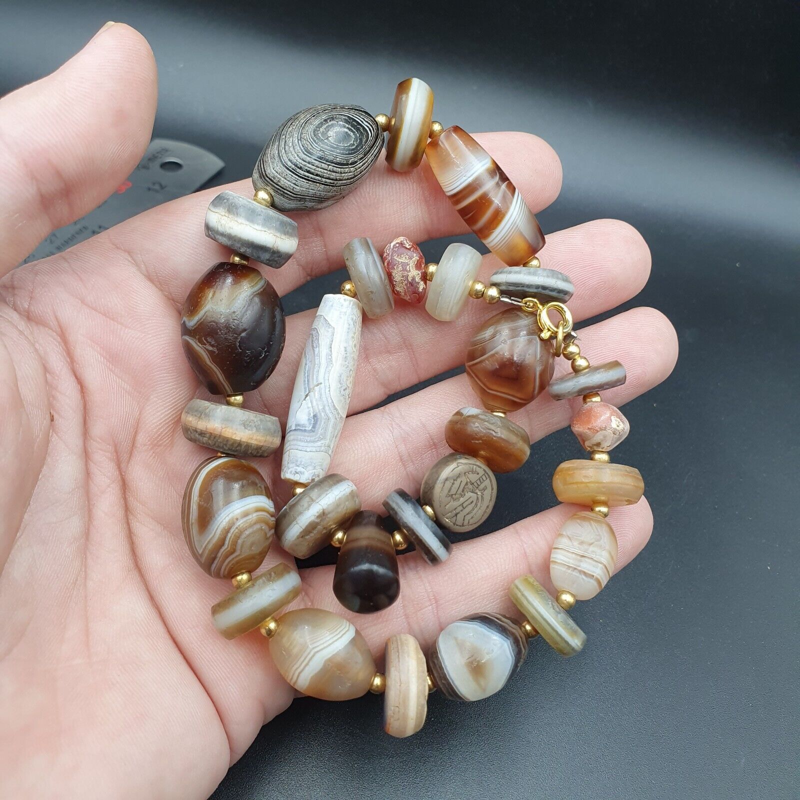 Ancient beads Indo Tibetan Banded Agate Sulamani beads Dzi beads Himalayan mala