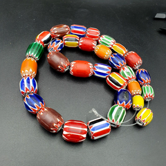 Antique style Chevron beads Old African multicolor Glass Beads Long Strand