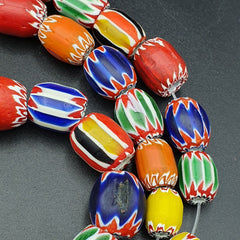 Antique style Chevron beads Old African multicolor Glass Beads Long Strand