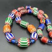 East Oasis Antique Style Blue Chevron Bead Strand with Six Layer African Glass