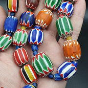 East Oasis Antique Style Blue Chevron Bead Strand with Six Layer African Glass
