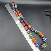 East Oasis Antique Style Blue Chevron Bead Strand with Six Layer African Glass