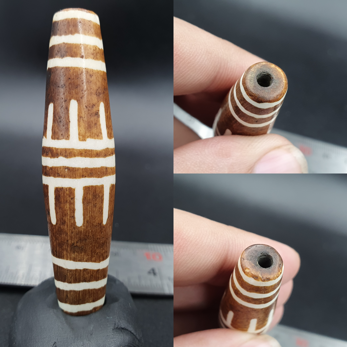 南亞緬甸 55 毫米老 Pumtek 石化木珠