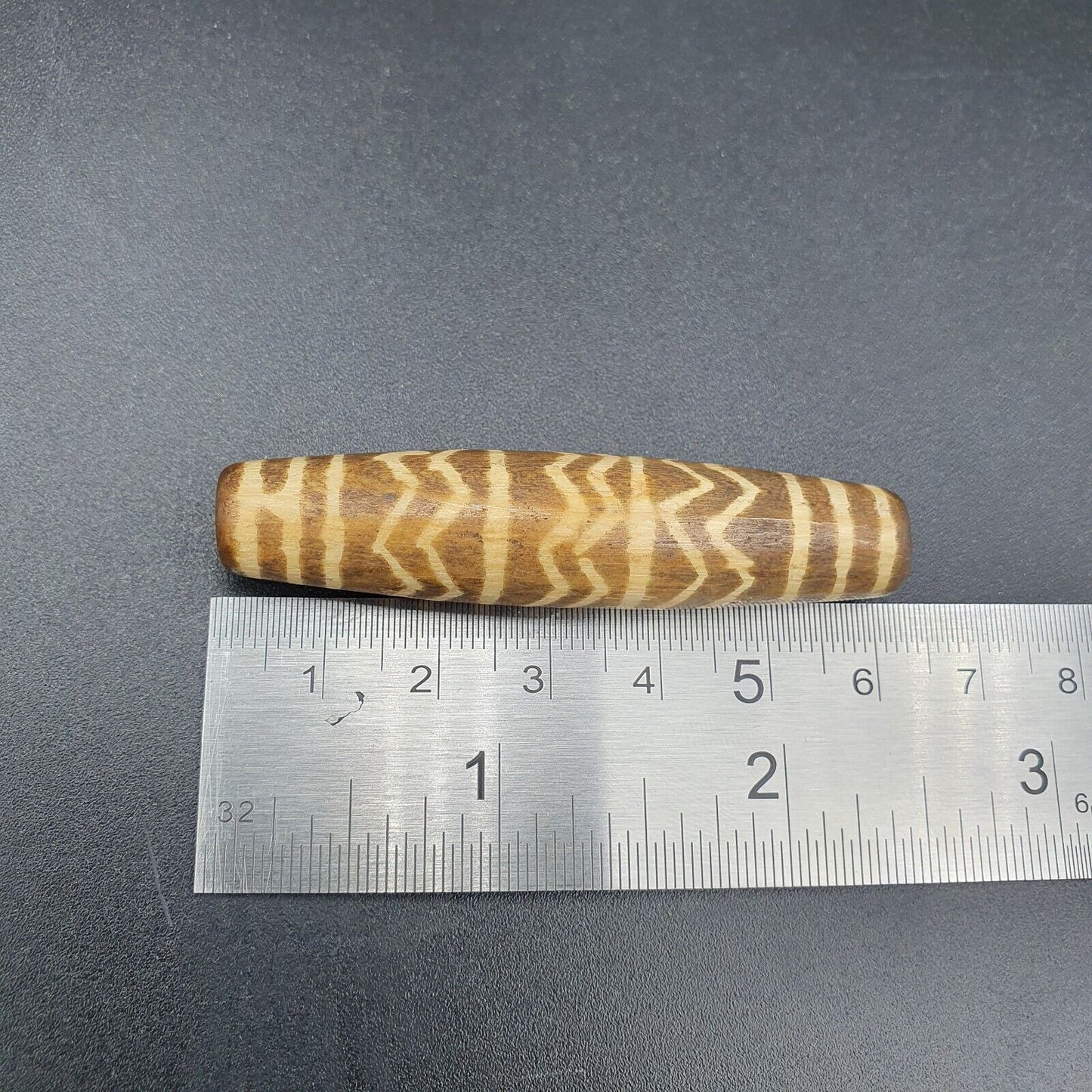 南亞緬甸 60 毫米老 Pumtek 石化木珠美麗圖案