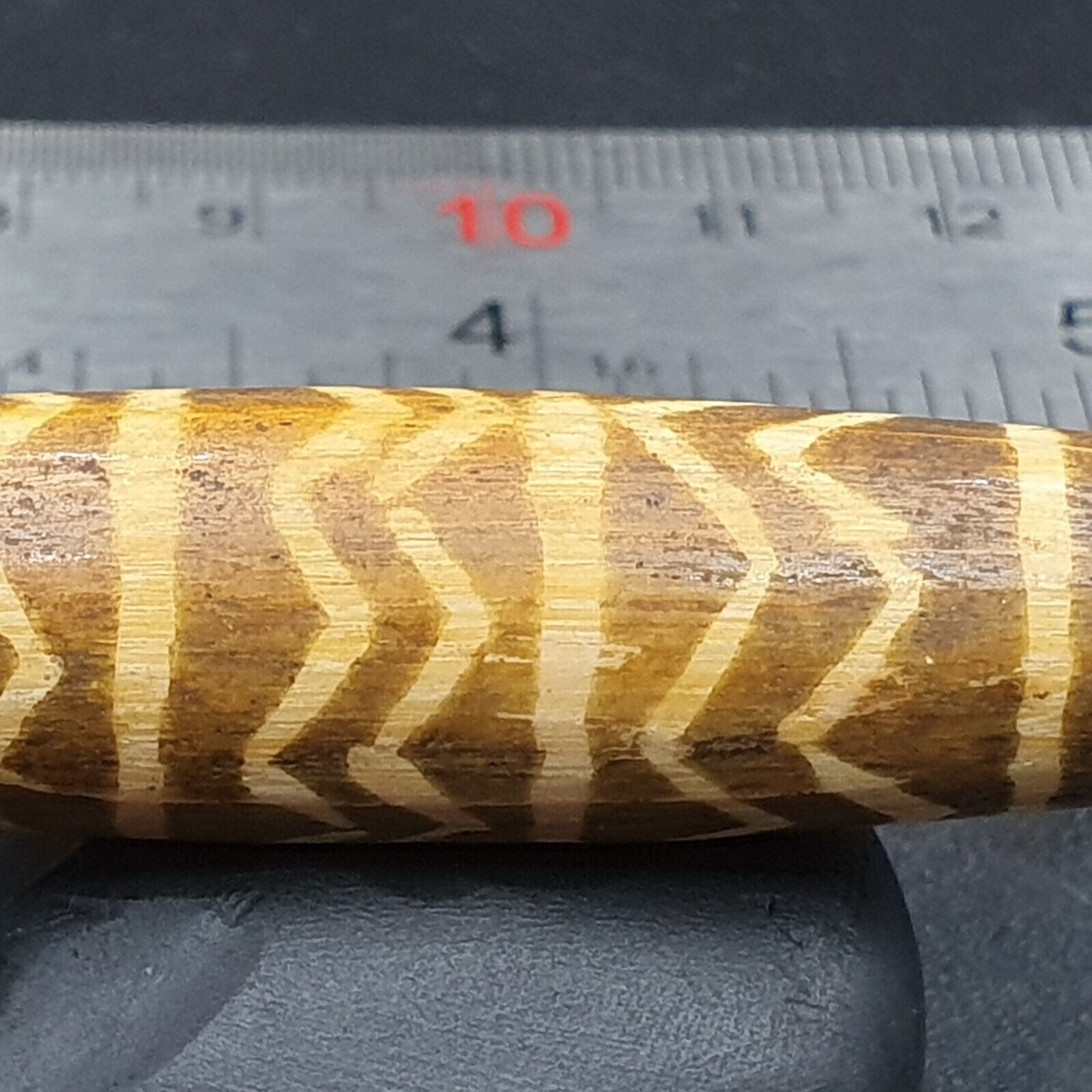 South Asian Burmese 60mm Old Pumtek petrified Wood Bead Beautiful pattern
