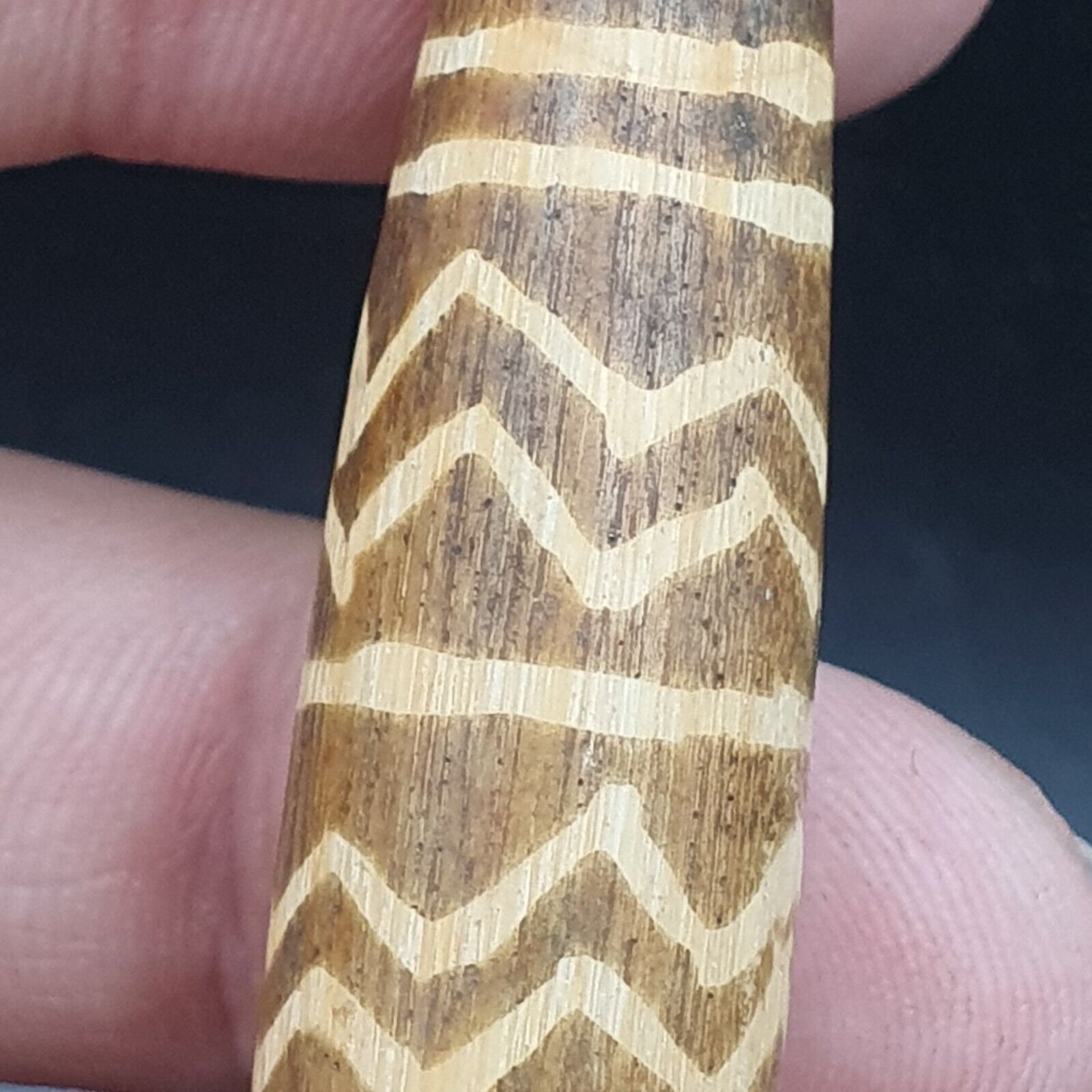 South Asian Burmese 60mm Old Pumtek petrified Wood Bead Beautiful pattern