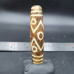 South Asian Burmese 53mm Old 9 eyes Pumtek petrified Wood Bead Unique pattern
