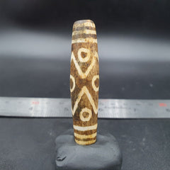 South Asian Burmese 53mm Old 9 eyes Pumtek petrified Wood Bead Unique pattern