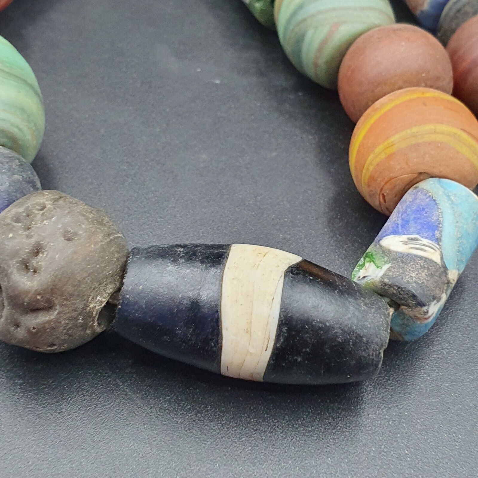 VINTAGE Old African ART Mix GLASS BEADS Strand