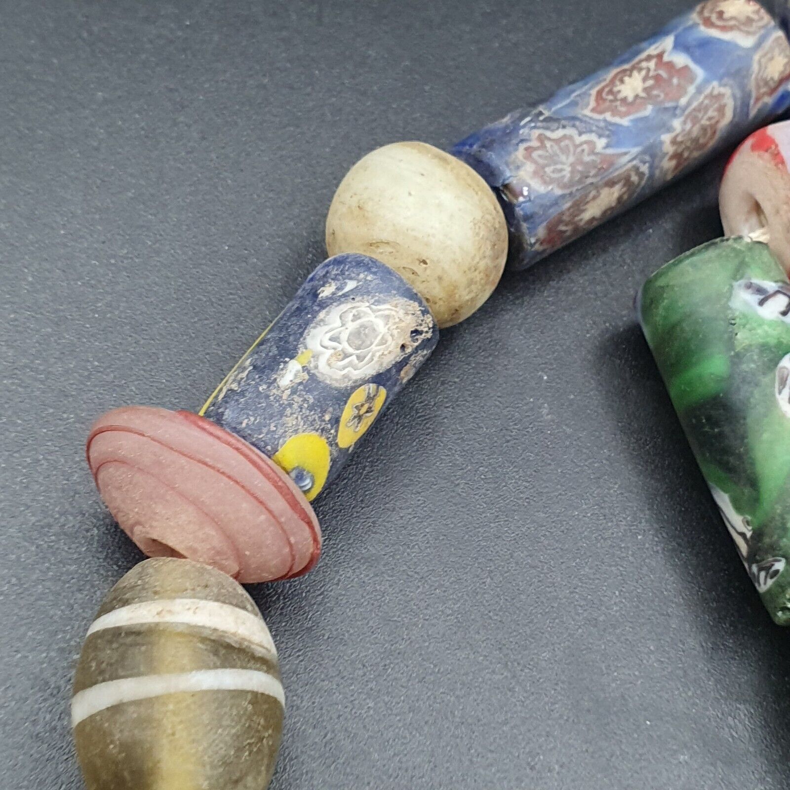 VINTAGE Old African ART Mix GLASS BEADS Strand