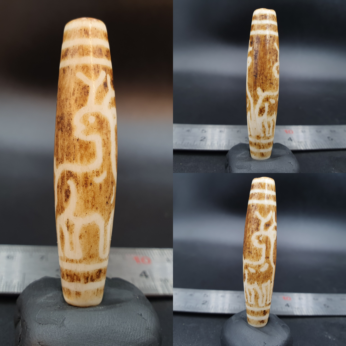 南亞緬甸 58 毫米老 Pumtek 石化木珠